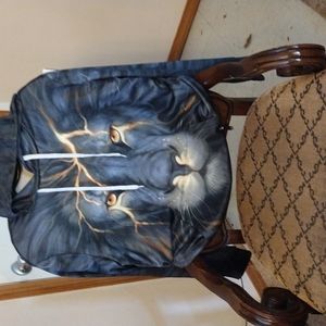 Awsome hooded Jacket no brand grey color of large animal head no labels at all